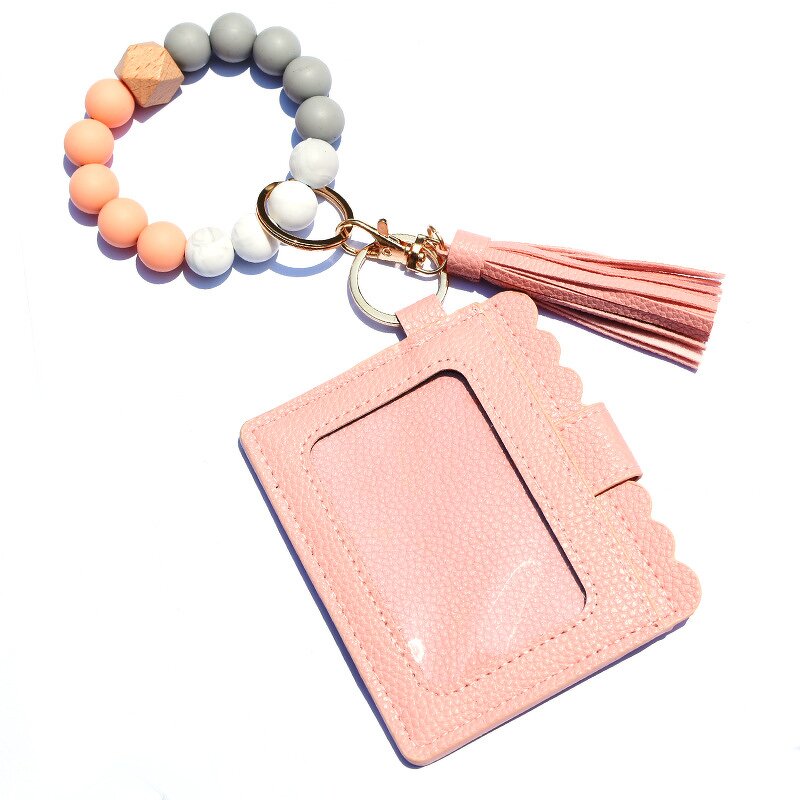 Silicone Bead Bracelet Keychain Manufacturer - Custom Leather Tassel Card Holder