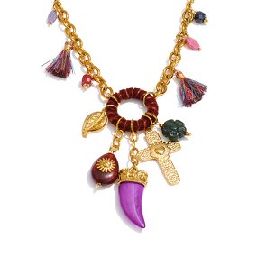 Resin Pendant Necklace Supplier - JINYOU 2776 New Arrivals Purple Ivory