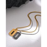 Square Pendant Necklace Manufacturer - JINYOU 5018 Gold Black Stainless Steel