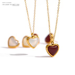 Heart Pendant Set Manufacturer - JINYOU 873 Romantic Chic Natural Stone Agate