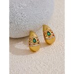 Copper Earrings Supplier - JINYOU 3557 3559 Water Drop Stud 18k Gold
