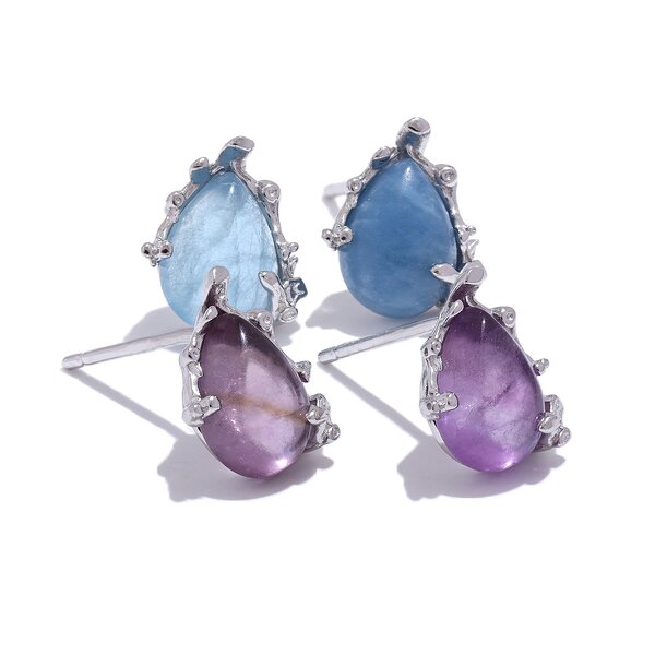 Sterling Silver Earrings Supplier - JINYOU 095 Exquisite Natural Stone Aquamarine