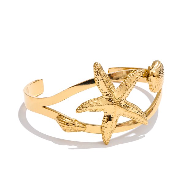 Starfish Shell Cuff Manufacturer - JINYOU 5484 Shape Metal PVD 18K Plated