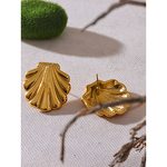 Metal Shell Stud Earrings Supplier - JINYOU 3263 Fashion 18k Gold Color
