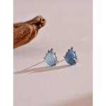 Sterling Silver Earrings Supplier - JINYOU 095 Exquisite Natural Stone Aquamarine