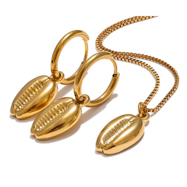 Metal Shell Hoop Set Supplier - JINYOU 875 Stainless Steel 18k Gold Color