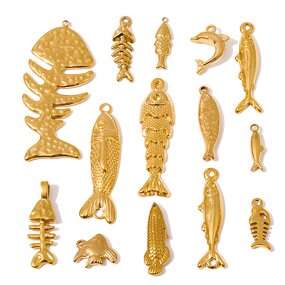 Fish Bones Pendants Supplier - JINYOU 027 Fashion Gold Plated Stainless Steel