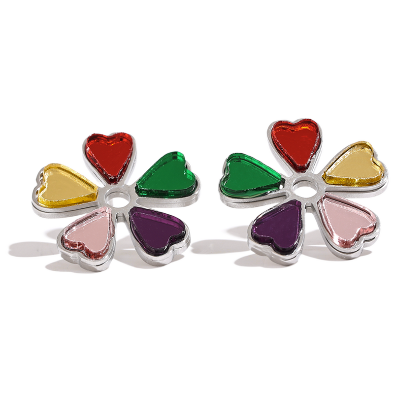 Acrylic Flower Earrings Supplier - JINYOU 2261 Colorful Plant Charm Stud