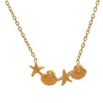 Shell Starfish Necklace Manufacturer - JINYOU 4101 Stainless Steel Golden Pendant