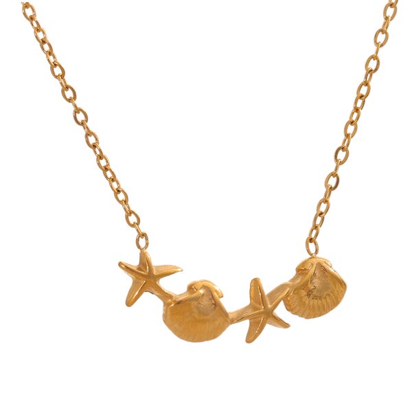 Shell Starfish Necklace Manufacturer - JINYOU 4101 Stainless Steel Golden Pendant