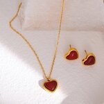 Heart Pendant Set Manufacturer - JINYOU 873 Romantic Chic Natural Stone Agate
