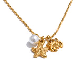 Starfish Crab Necklace Supplier - JINYOU 5214 New Arrival Simulated Pearl