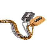 Square Pendant Necklace Manufacturer - JINYOU 5018 Gold Black Stainless Steel