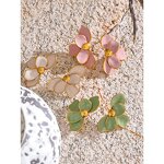 Enamel Flower Earrings Supplier - JINYOU 4061 Exclusive Stainless Steel Green