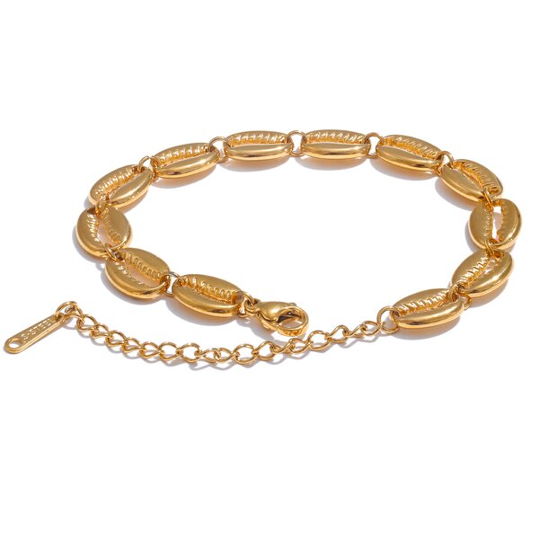 Metal Shell Bracelet Supplier - JINYOU 4287 Stainless Steel Gold Color 18K