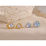 Asymmetric AB Earrings Manufacturer - JINYOU 062 Sterling Silver Moonstone