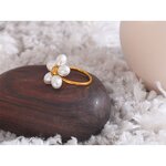 Simulated Pearls Ring Manufacturer - JINYOU 4094 Elegant Golden Stainless Steel