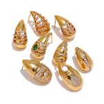 Copper Earrings Supplier - JINYOU 3557 3559 Water Drop Stud 18k Gold