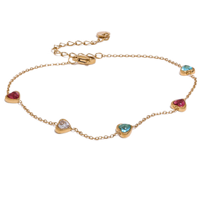 White Heart Anklet Manufacturer - JINYOU 1731 Colorful Cubic Zirconia Chain