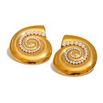 Artificial Pearls Stud Earrings Supplier - JINYOU 167 Trendy Metal Shell Golden