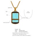 Turquoise Stone Necklace Supplier - JINYOU 5020 Natural Blue Square Pendant