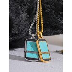 Turquoise Stone Necklace Supplier - JINYOU 5020 Natural Blue Square Pendant