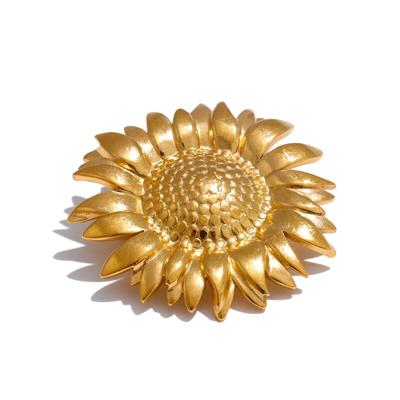 Sunflower Brooch Supplier - JINYOU 4989 New Arrival Metal PVD Waterproof