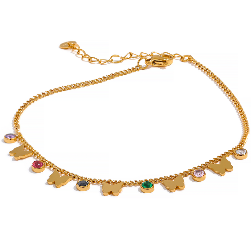 Butterfly Drop Anklet Manufacturer - JINYOU 2156 Exquisite Colorful Cubic