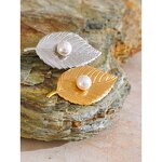Leaf Shape Brooch Supplier - JINYOU 4525 Fashion Metal Simulated Pearl PVD