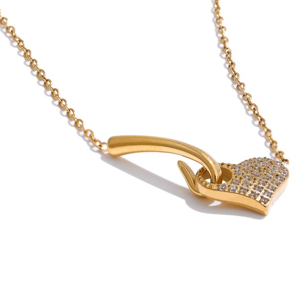 Zircon Heart Necklace Supplier - JINYOU 5187 New Arrival PVD Stainless Steel