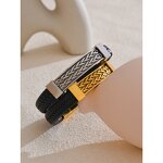 Wide Leather Bracelet Manufacturer - JINYOU 5456 New Arrival 70mm PVD Stainless