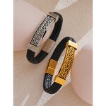 Wide Leather Bracelet Manufacturer - JINYOU 5456 New Arrival 70mm PVD Stainless