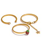 Zircon Open Ring Supplier - JINYOU 4783 New Design Stainless Steel PVD