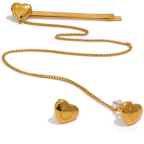 Hair Clip Earrings Supplier - JINYOU 2002 Fashion Young Stainless Steel Heart