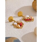 Natural Shell Pendant Earrings Supplier - JINYOU 5131 New Arrival Waterproof PVD