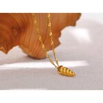 Conch Pendant Necklace Manufacturer - JINYOU 1493 Statement Stainless Steel Gold