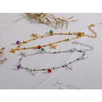 Stone Bead Anklet Supplier - JINYOU 1040 Colorful Natural Flower Chain