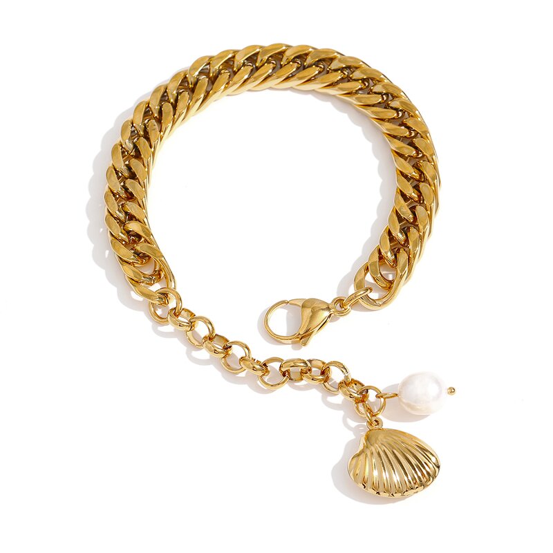Beach Shell Bracelet Manufacturer - JINYOU 2153 Natural Pearl 18K Gold