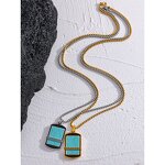 Turquoise Stone Necklace Supplier - JINYOU 5020 Natural Blue Square Pendant