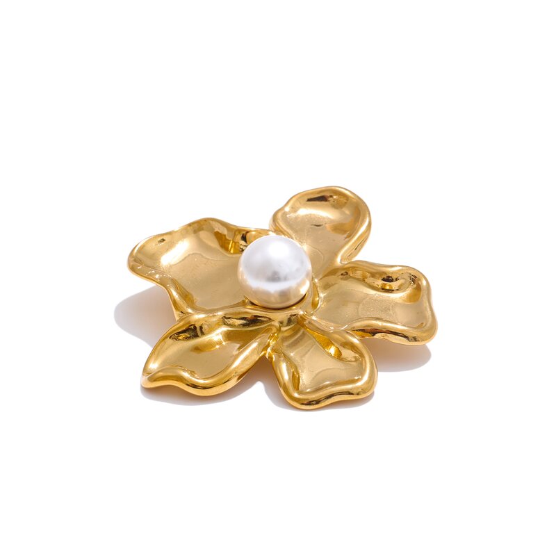 Flower Shape Brooch Manufacturer - JINYOU 5169 Simulated Pearls Stainless Steel