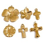 Flower Cross Pendant Manufacturer - JINYOU 0032 Stainless Steel DIY Making
