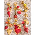 Car Key Chains Supplier - JINYOU 4091 Hot Style Red Enamel Fruit Flower