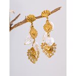 Gold PVD Earrings Manufacturer - JINYOU 3194 Stainless Steel Artificial Pearls