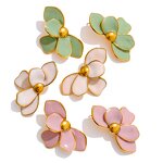 Enamel Flower Earrings Supplier - JINYOU 4061 Exclusive Stainless Steel Green