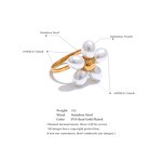 Simulated Pearls Ring Manufacturer - JINYOU 4094 Elegant Golden Stainless Steel