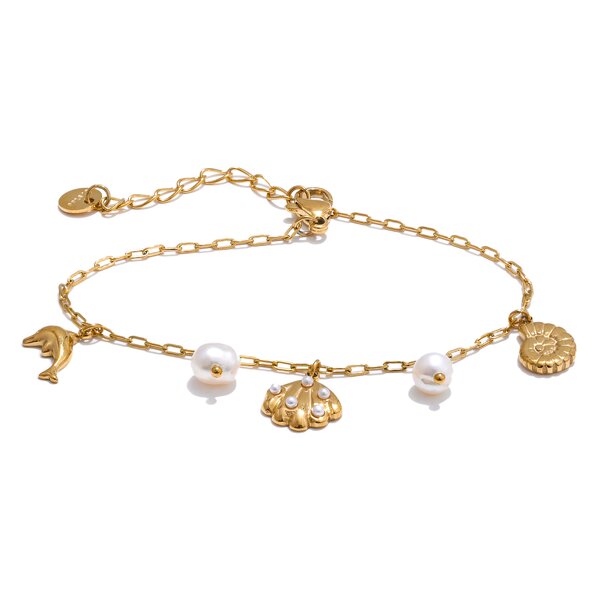Shell Conch Bracelet Manufacturer - JINYOU 5529 Natural Pearl Metal Pendant