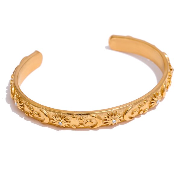 Star Moon Cuff Set Manufacturer - JINYOU 449 PVD Gold Plated Celestial 316L