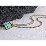 Turquoise Stone Necklace Supplier - JINYOU 5020 Natural Blue Square Pendant