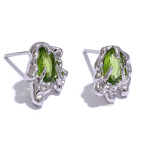 Green Cubic Zirconia Earrings Supplier - JINYOU New Sterling Silver Geometric