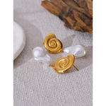 Simulated Pearls Earrings Manufacturer - JINYOU 2599 Stainless Steel Shell Baroque